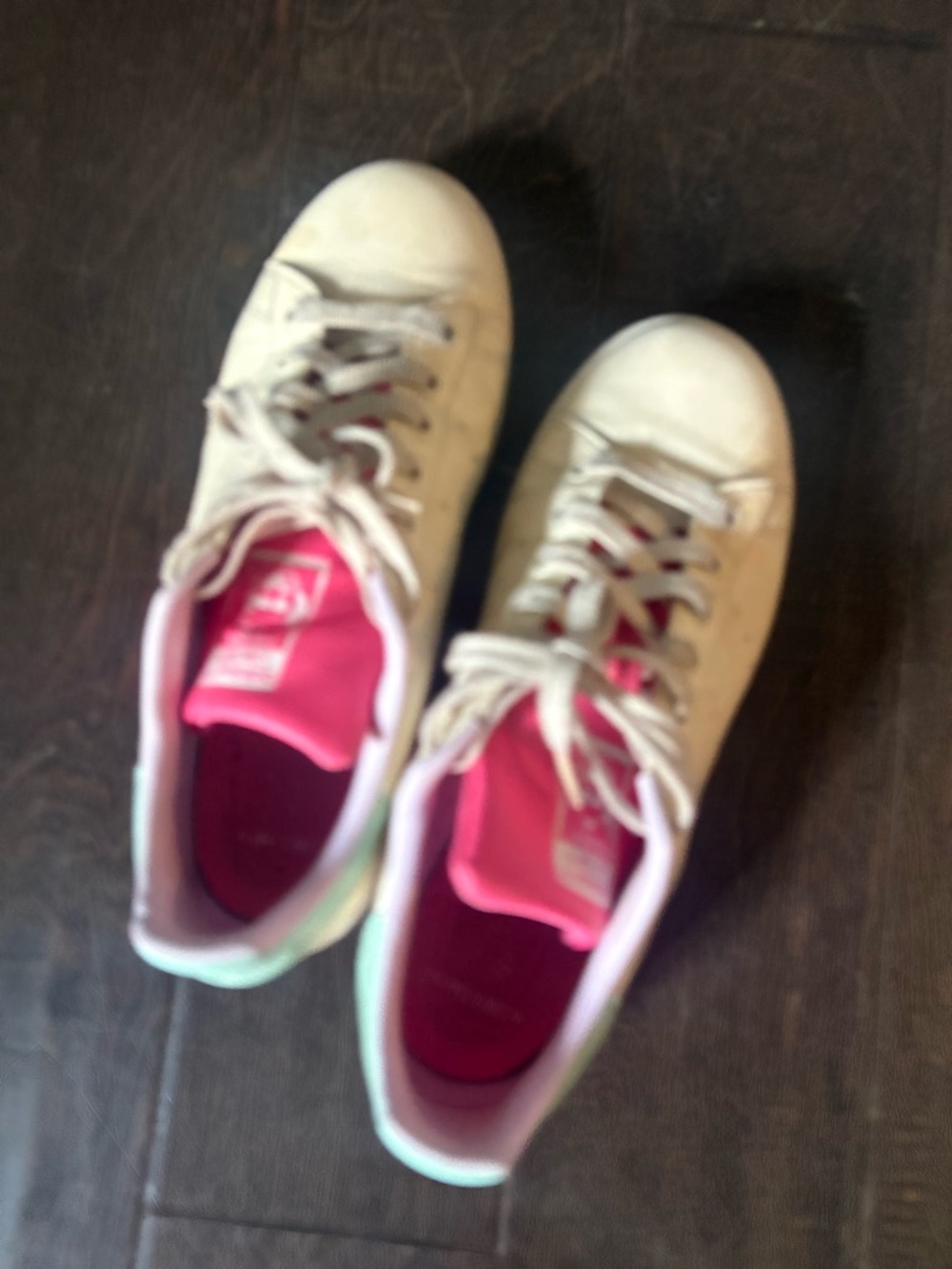 adidas Stan Smith Cream White with Pink & Mint Accents - Picture 3 of 7